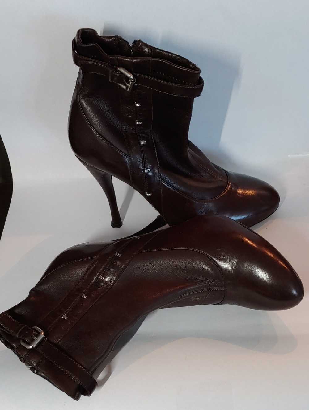 Tabitha Simmons Dark Brown Leather High-Heel Ankle Boots